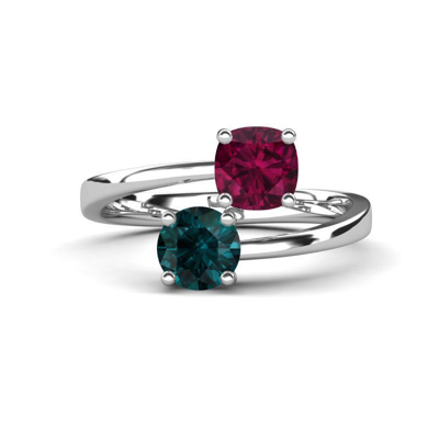 Pre-owned Trijewels Rhodolite Garnet & London Blue Topaz 2 1/6 Ctw Promise Ring 14k Gold Jp:317400 In Red-violet