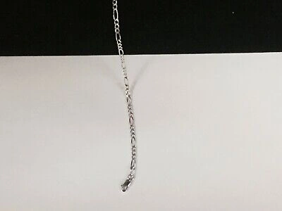 Pre-owned R C I 14k White Gold 10" Solid Figaro Curb Link Ankelet Bracelet 2.6 Mm 2.5 Grams In No Stone