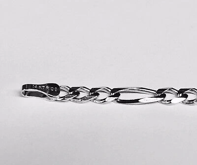 Pre-owned R C I 14k White Gold 10" Solid Figaro Curb Link Ankelet Bracelet 2.6 Mm 2.5 Grams In No Stone