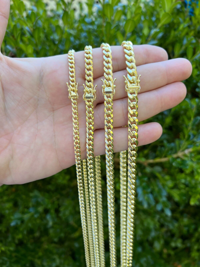 Pre-owned Harlembling Real 14k Yellow Gold Miami Cuban Link Chain Necklace 4.5-7mm 18-26" Box Lock