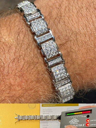 Pre-owned Silver Moissanite Mens 11mm Iced Presidential Bracelet Solid 925 Sterling  Blingy