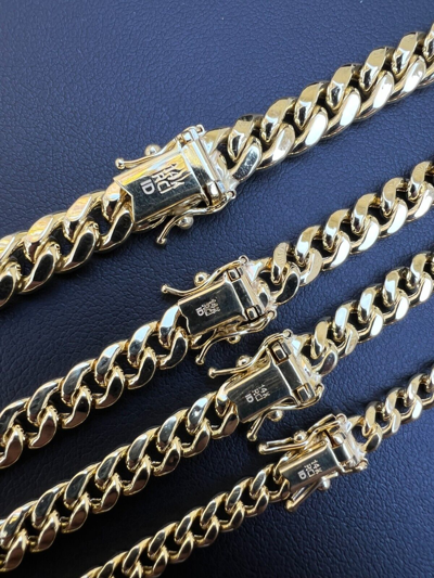 Pre-owned Harlembling Real 14k Yellow Gold Miami Cuban Link Chain Necklace 4.5-7mm 18-26" Box Lock