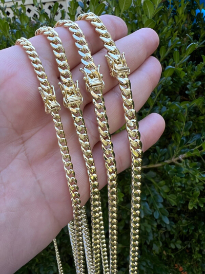 Pre-owned Harlembling Real 14k Yellow Gold Miami Cuban Link Chain Necklace 4.5-7mm 18-26" Box Lock