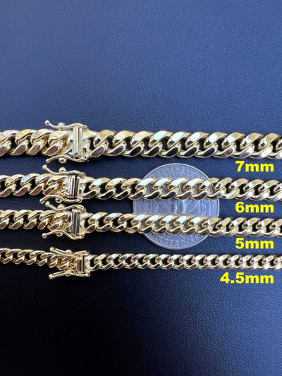 Pre-owned Harlembling Real 14k Yellow Gold Miami Cuban Link Chain Necklace 4.5-7mm 18-26" Box Lock