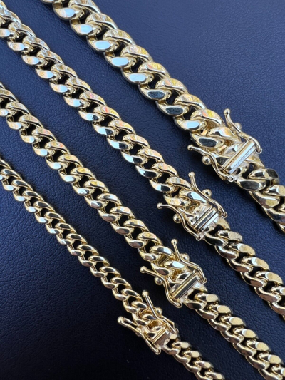 Pre-owned Harlembling Real 14k Yellow Gold Miami Cuban Link Chain Necklace 4.5-7mm 18-26" Box Lock