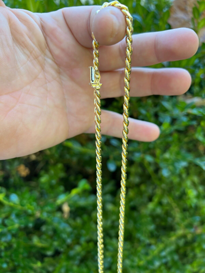 Pre-owned Harlembling Real 14k Yellow Gold Miami Cuban Link Chain Necklace 4.5-7mm 18-26" Box Lock