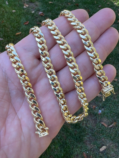 Pre-owned Harlembling Real 14k Yellow Gold Miami Cuban Link Chain Necklace 4.5-7mm 18-26" Box Lock