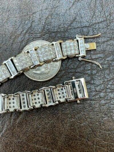 Pre-owned Silver Moissanite Mens 11mm Iced Presidential Bracelet Solid 925 Sterling  Blingy