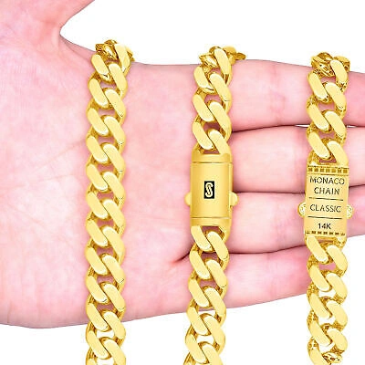 Pre-owned Nuragold 14k Yellow Gold Royal Monaco Miami Cuban Link 13mm Chain Mens Curb Necklace 26"