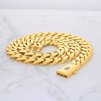 Pre-owned Nuragold 14k Yellow Gold Royal Monaco Miami Cuban Link 13mm Chain Pendant Necklace 26"