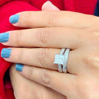 Pre-owned Knr Gia Certified 14k Solid White Gold Princess Cut Diamond Engagement Ring 2.50ctw