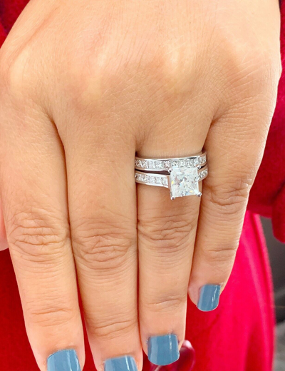 Pre-owned Knr Gia Certified 14k Solid White Gold Princess Cut Diamond Engagement Ring 2.50ctw