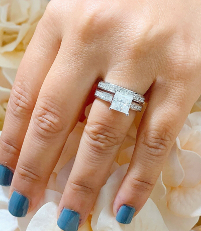 Pre-owned Knr Gia Certified 14k Solid White Gold Princess Cut Diamond Engagement Ring 2.50ctw