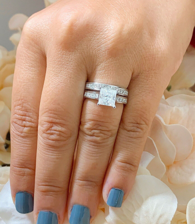 Pre-owned Knr Gia Certified 14k Solid White Gold Princess Cut Diamond Engagement Ring 2.50ctw
