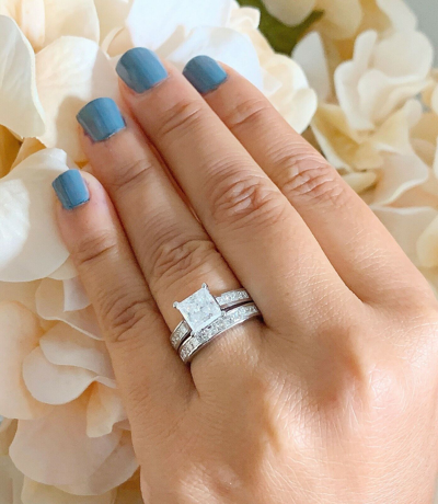 Pre-owned Knr Gia Certified 14k Solid White Gold Princess Cut Diamond Engagement Ring 2.50ctw
