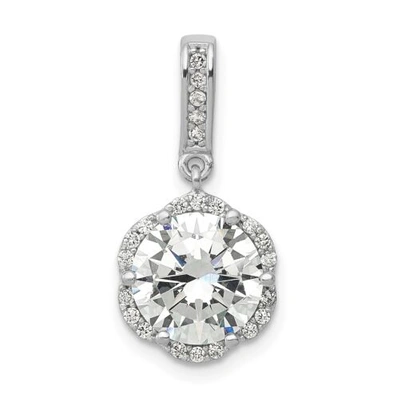 Pre-owned Accessories & Jewelry 10k Yellow, White, Or Rose Gold Solitaire Cz Floral Halo Tiara Mounting Pendant In White/colorless
