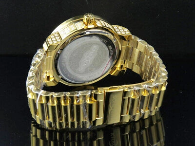 Pre-owned Khronos Men's Yellow Gold Finish Stainless Steel  Simulated Diamond Watch 48mm