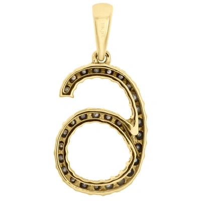 Pre-owned Jfl Diamonds & Timepieces 10k Yellow Gold Genuine Diamond Number 6 Six Pendant 1" Unisex Charm 0.07 Ct. In White