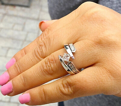 Pre-owned Knr Gia Certified 14k Solid White Gold Princess Cut Diamond Engagement Ring 1.50ctw