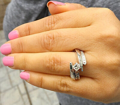 Pre-owned Knr Gia Certified 14k Solid White Gold Princess Cut Diamond Engagement Ring 1.50ctw