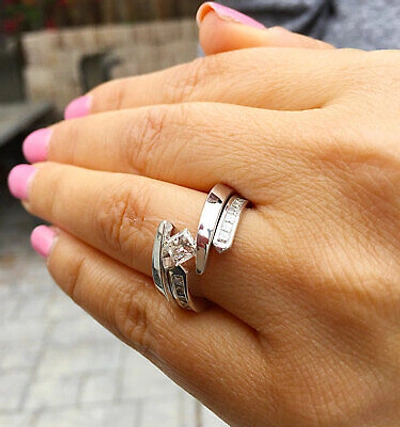 Pre-owned Knr Gia Certified 14k Solid White Gold Princess Cut Diamond Engagement Ring 1.50ctw