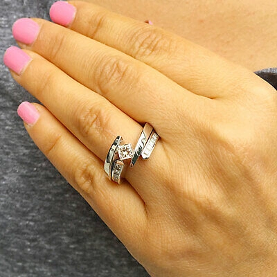 Pre-owned Knr Gia Certified 14k Solid White Gold Princess Cut Diamond Engagement Ring 1.50ctw