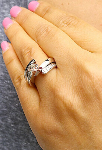 Pre-owned Knr Gia Certified 14k Solid White Gold Princess Cut Diamond Engagement Ring 1.50ctw