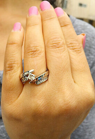 Pre-owned Knr Gia Certified 14k Solid White Gold Princess Cut Diamond Engagement Ring 1.50ctw