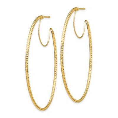 Pre-owned Accessories & Jewelry Italian 14k Yellow Gold Polished Wire 1.5mm X 50mm Fancy 'j' Post Hoop Earrings