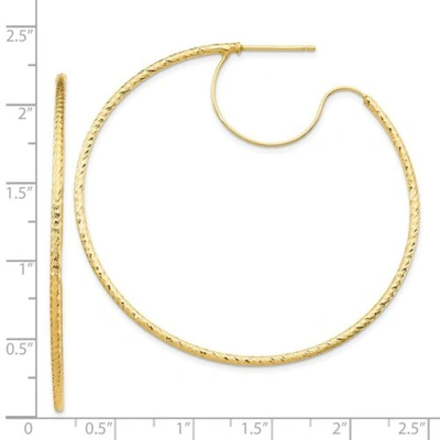 Pre-owned Accessories & Jewelry Italian 14k Yellow Gold Polished Wire 1.5mm X 50mm Fancy 'j' Post Hoop Earrings