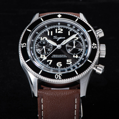 Pre-owned Sugess Chrono Heritage Swan Neck Chrono Aviator Watch Seagull 1963 S423.02.b