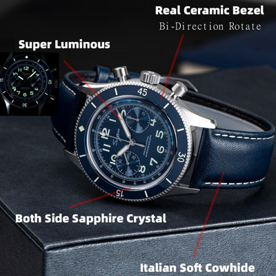 Pre-owned Sugess Chrono Heritage Swan Neck Chrono Aviator Watch Seagull 1963 S423.01.e