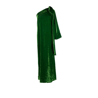 Shop Bernadette Green Nel One-sleeve Velvet Gown