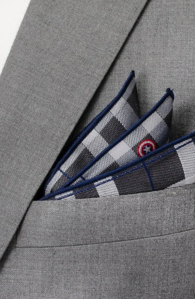 Shop Cufflinks, Inc Marvel Captain America Plaid Silk Pocket Square In Gray