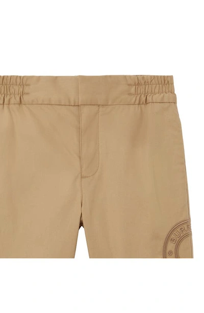 Shop Burberry Kids' Romeo Embroidered Logo Chinos In Archive Beige