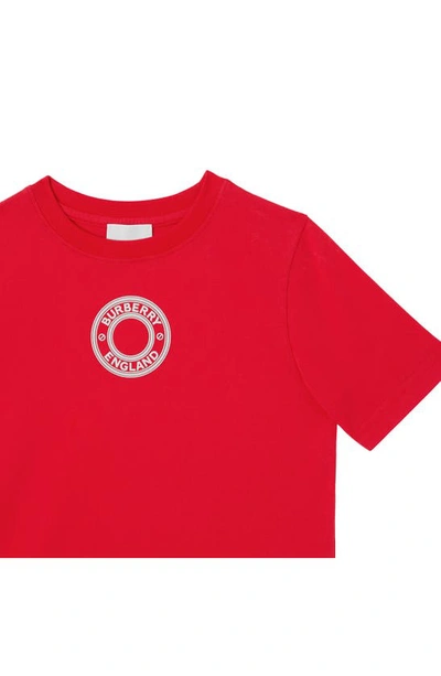 Shop Burberry Kids' Roundel Organic Cotton Logo Graphic Tee In Bright Red