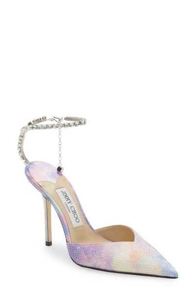 Jimmy Choo Saeda 100 Embellished Pumps In Wisteria Mix
