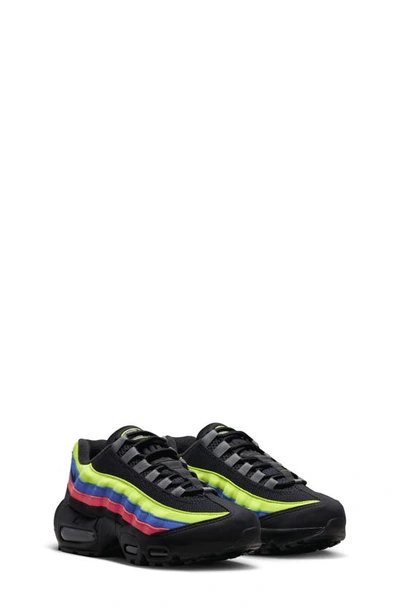 Shop Nike Kids' Air Max 95 Sneaker In Black/ Volt/ Blue/ Black