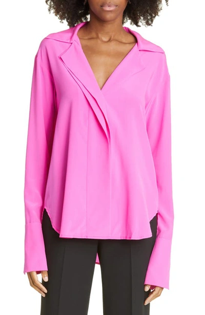 Shop A.l.c Kinsley Stretch Silk Blouse In Hot Pink