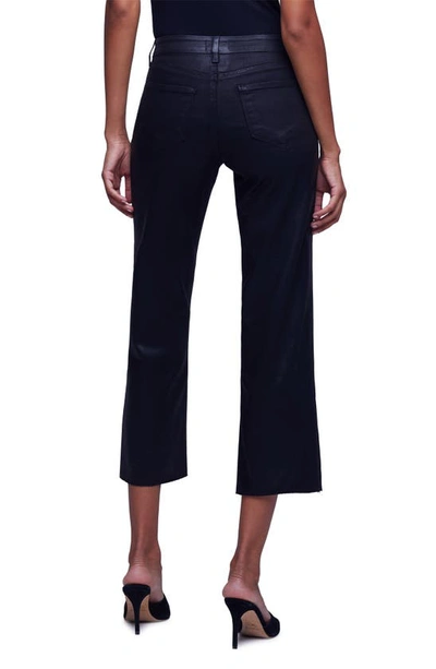 Shop L Agence Wanda High Waist Crop Wide Leg Pants In Noir Coated