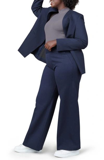 Spanx Perf Wide Leg Ponte Pants In Nvygrypstrpe