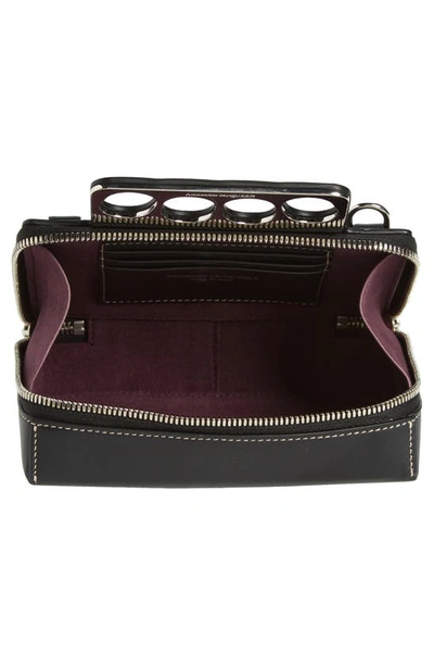 Shop Alexander Mcqueen Mini Four Ring Calfskin Box Bag In Black