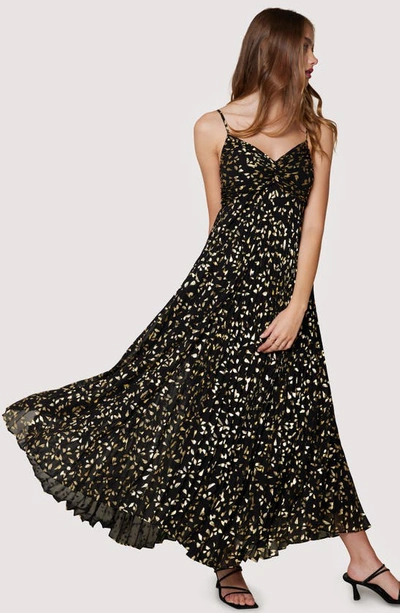 Shop Lost + Wander All That Glitters Sweetheart Neck Pleated Maxi Dress In Black Gold