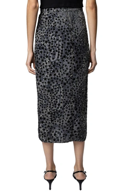 Shop Zadig & Voltaire Jamelia Burnout Stars Faux Wrap Midi Skirt In Noir