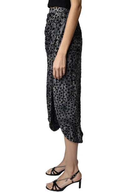 Zadig & Voltaire Zadig&voltaire Womens Noir Jamelia Paisley-print Star-appliqué Woven Midi Dress In Noir