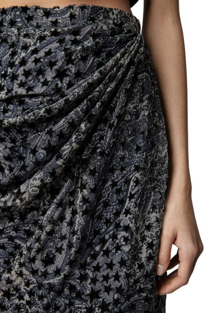 Shop Zadig & Voltaire Jamelia Burnout Stars Faux Wrap Midi Skirt In Noir