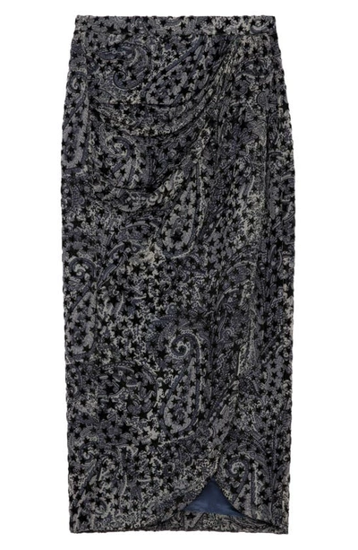 Shop Zadig & Voltaire Jamelia Burnout Stars Faux Wrap Midi Skirt In Noir