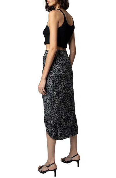 Shop Zadig & Voltaire Jamelia Burnout Stars Faux Wrap Midi Skirt In Noir