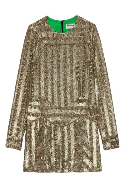 Zadig & Voltaire Roysse Sequin Minidress In Bronze