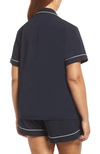 Shop Jcrew Short Sleeve Knit Pajamas In Solid Navy